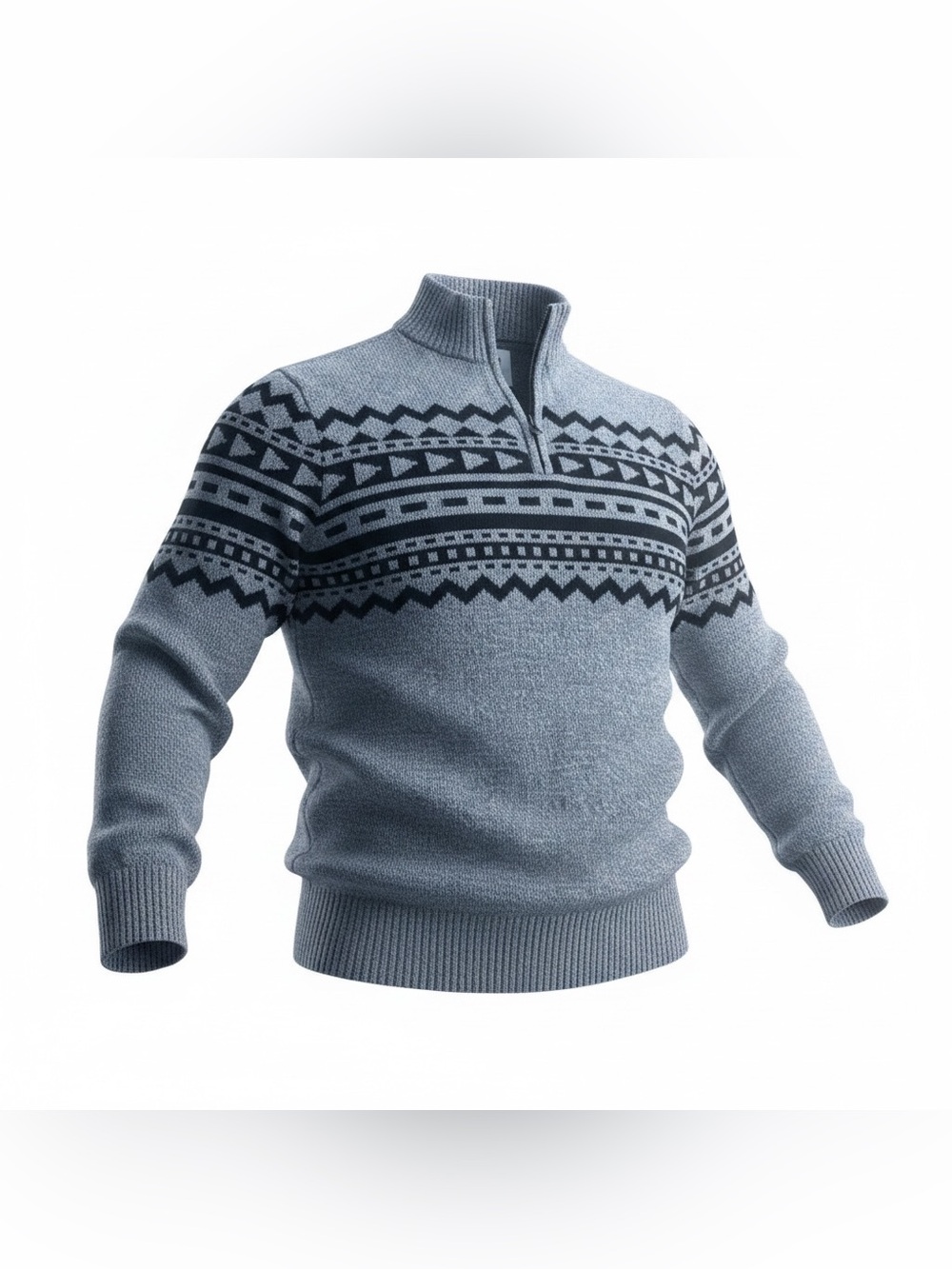 Urban Pipeline Sweater Men XL Gray Blue EUC Fair Isle Quarter-Zip Pullover